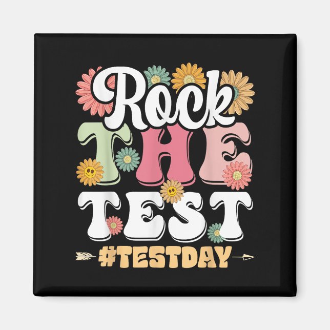 Imán Rock The Test Testing Day Groovy Motivational Teac (Frente)