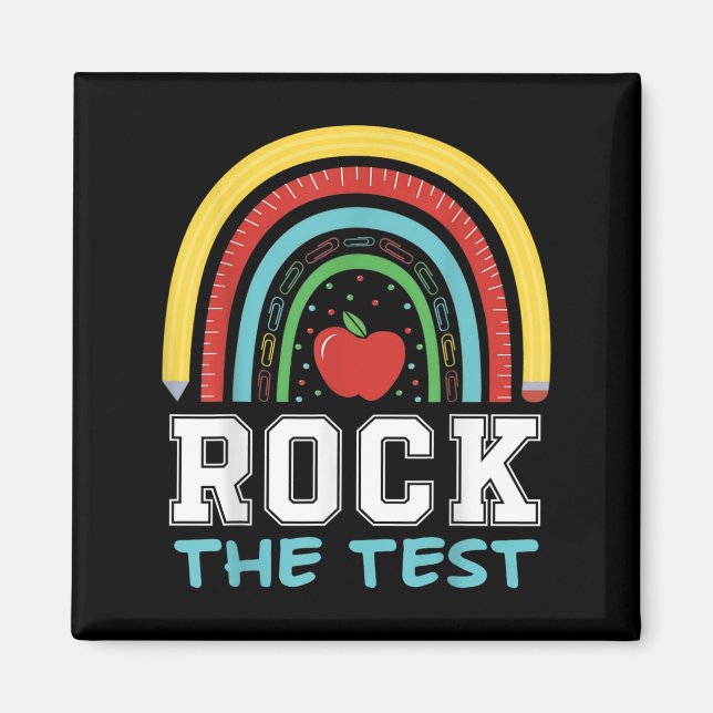 Imán Rock The Test Testing Day Retro Motivational Teach (Frente)