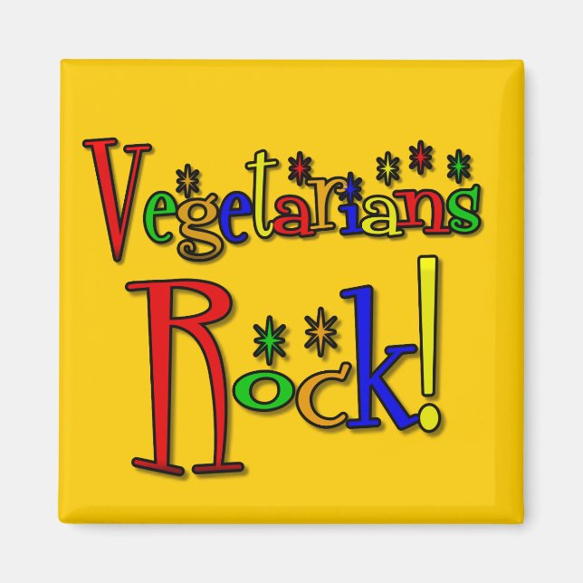Imán Rock vegetariano (estilo retro) (Frente)