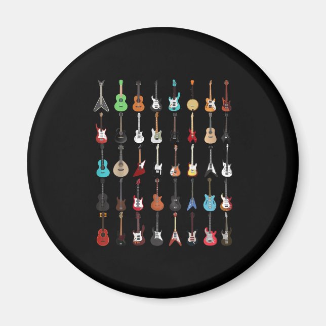 Imán Rock y Rollo de instrumentos musicales de guitarra (Frente)