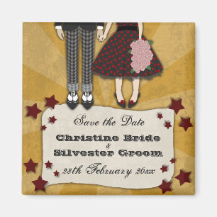 Imán Rockabilly Boda, guardar la fecha