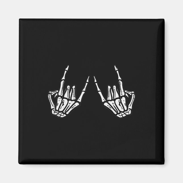 Imán Rocker Skeleton Hand Rock On Costume Funny Hallowe (Frente)