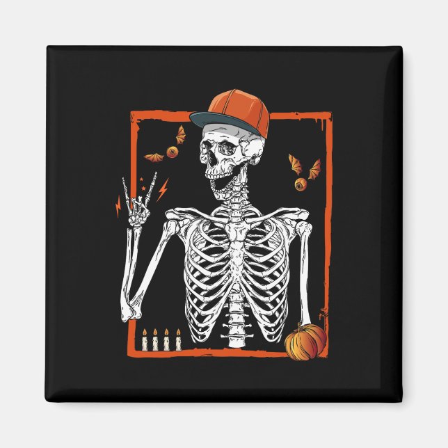Imán Rocker Skeleton Hand Rock On Costume Funny Hallowe (Frente)