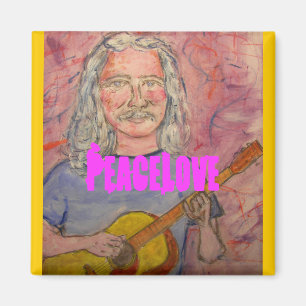 Imán rockero folclórico de cabello plateado PeaceLove