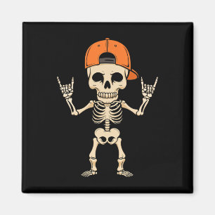 Imán Rockero Skeleton Cap Halloween Punk Rock Hombres N