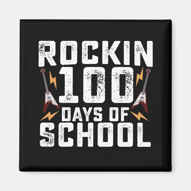Imán Rockin 100 días de cosecha de guitarra rock escola (Frente)