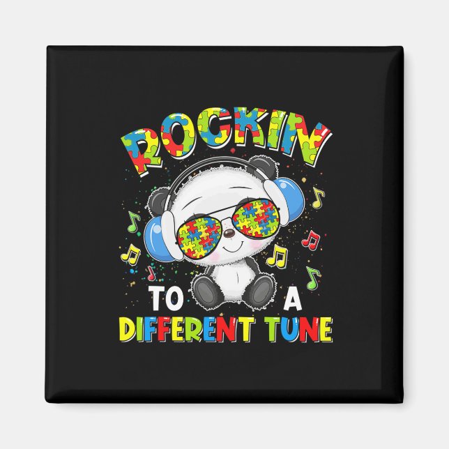 Imán Rockin' A Otra Tune Panda Autism Awareness (Frente)