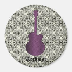 Imán Rockstar Damask Guitar Magnet, Púrpura