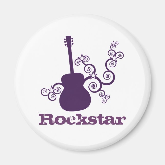 Imán Rockstar Guitar Magnet, Púrpura (Frente)