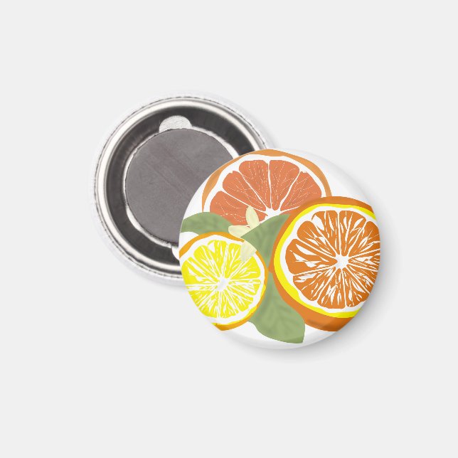 Imán Rodajas de cítricos frescos Naranja Limón (Anverso/Reverso)