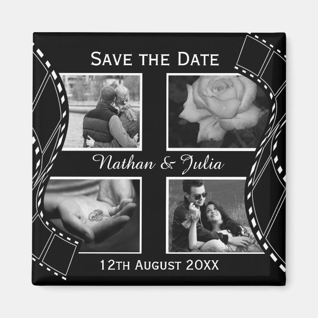 Imán Rodal de película blanco y negro (Frente)