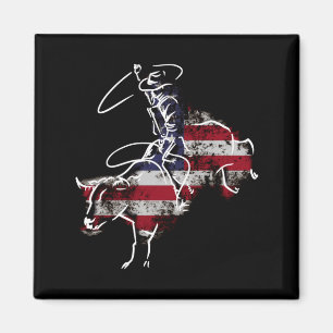 Imán Rodeo americano de monta de toros retro grunge usa