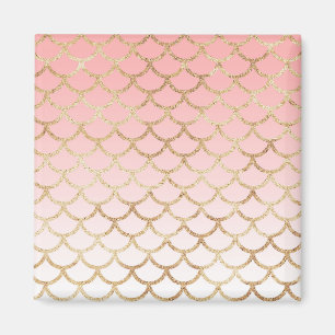 Imán Rojizo femenino rosa y dorado escamas de sirena br