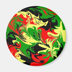 Imán Rojo, amarillo, negro y verde Swirls