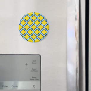 Imán Rojo azul amarillo y bebé, Entramado, Quatrefoil