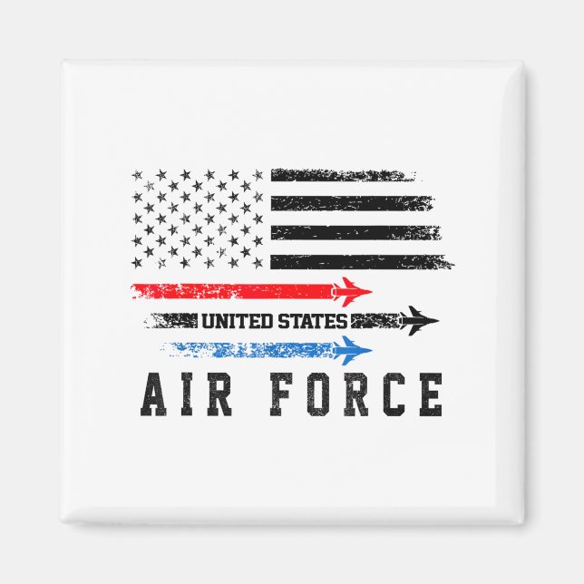 Imán Rojo Blanco Azul Fuerza Aérea Sobrevolar Orgulloso (Frente)