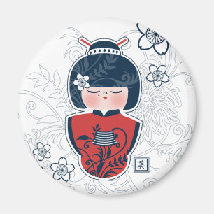 Imán rojo blanco de la marina de guerra del kokeshi
