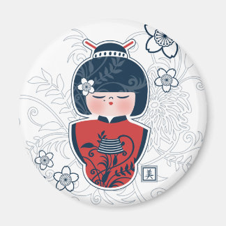 Imán rojo blanco de la marina kokeshi