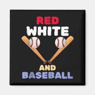 Imán Rojo blanco y béisbol patriótico bate pelota 4 de