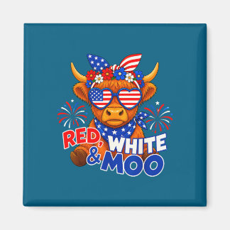 Imán Rojo blanco y divertido vaca altlandesa patriótica