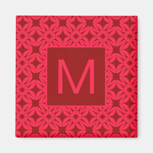 Imán Rojo Brillante con Estampado Ornamentado y Monogra
