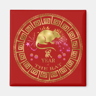 Imán Rojo chino de la rata del zodiaco/oro ID542