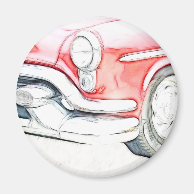 Imán Rojo de coche clásico (Frente)