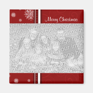 Imán rojo de la foto de las Felices Navidad