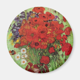 Imán rojo de las amapolas y de las margaritas de