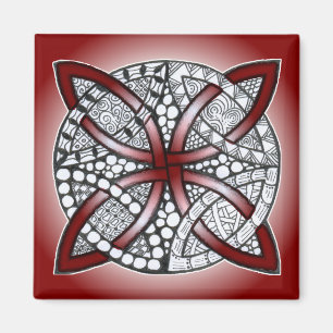 Imán Rojo de maroon celta Knot Doodle