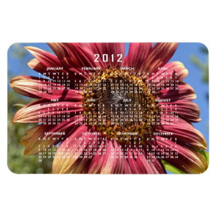 Imán rojo del calendario del girasol