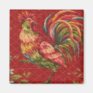 Imán rojo del refrigerador del gallo del país