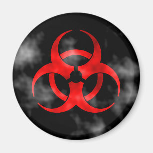 Imán rojo del símbolo del Biohazard que fuma