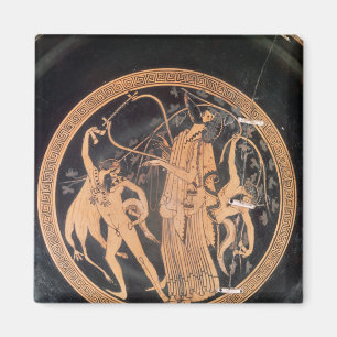 Imán Rojo-figura florero del ático