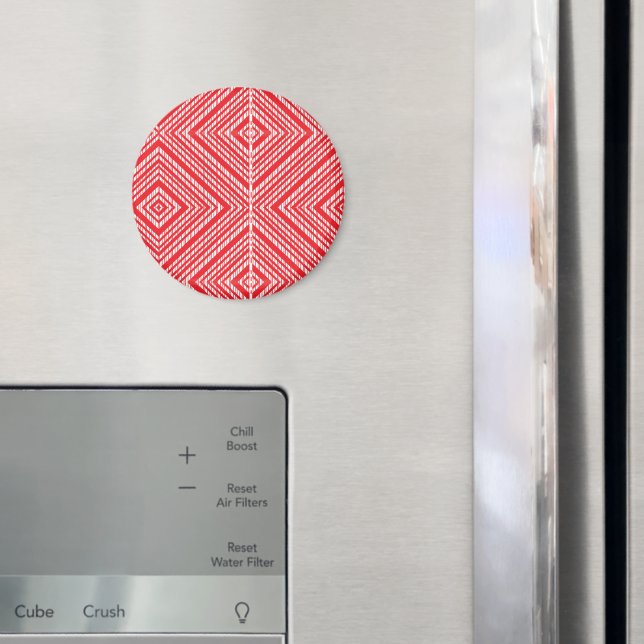 Imán Rojo Geométrico | Acento Moderno y Audaz (In situ (nevera))