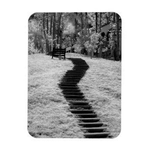 Imán Rojo infantil de árboles edificios y senderos en 