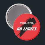 Imán Rojo Motivacional Fitness<br><div class="desc">Diseño moderno y motivacional para inspirar enfoque y energía durante los entrenamientos. Palabras motivadoras como Enfoque, Empuja y Sin Límites crean un poderoso recordatorio para mantenerse determinado y seguir avanzando hacia tus objetivos. Un regalo elegante y funcional para atletas, amantes del fitness y cualquiera que construya un estilo de vida...</div>