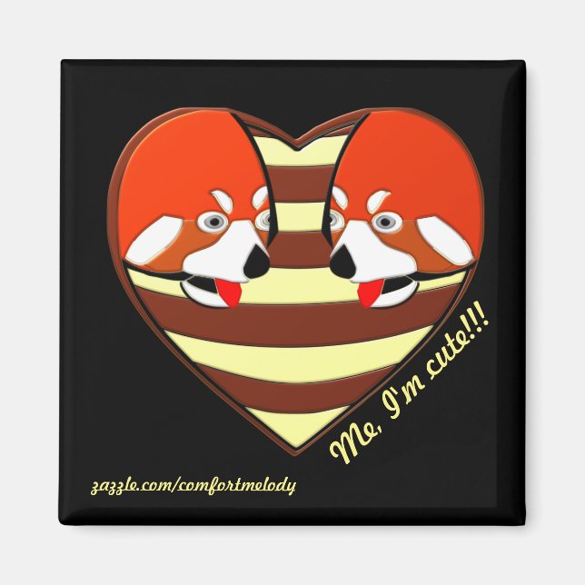 Imán Rojo Panda, corazón de amor (Frente)