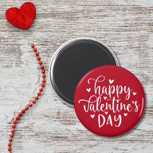 Imán Rojo y blanco Feliz Día de San Valentín con corazo