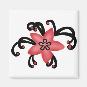 Imán rojo y negro de la flor