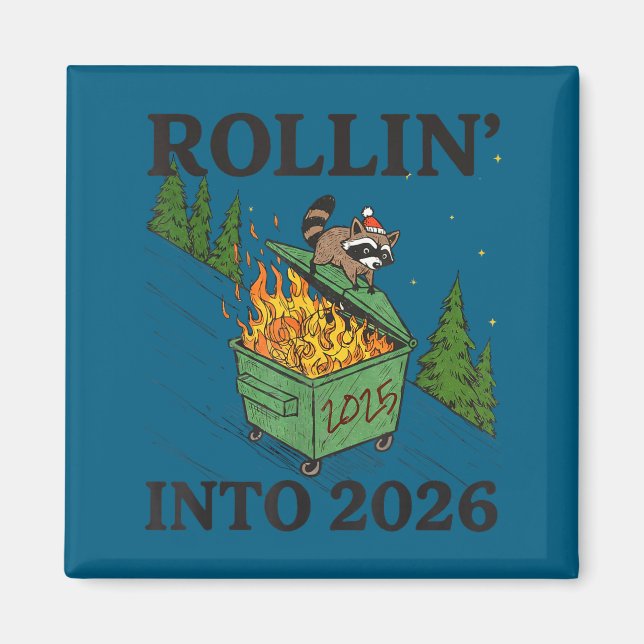Imán Rollin' Into 2026 For Women Boys Men Kids Happy Ne (Frente)