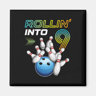 Imán Rollin Into 9 Retro Bowling Birthday Party 9th Bir