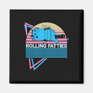 Imán Rolling Fatties Funny Cat Retro