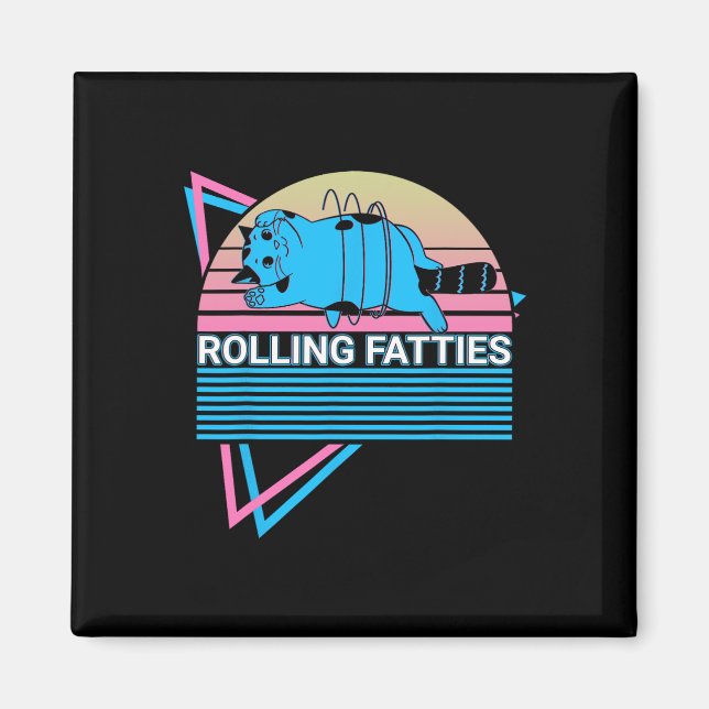 Imán Rolling Fatties Funny Cat Retro (Frente)