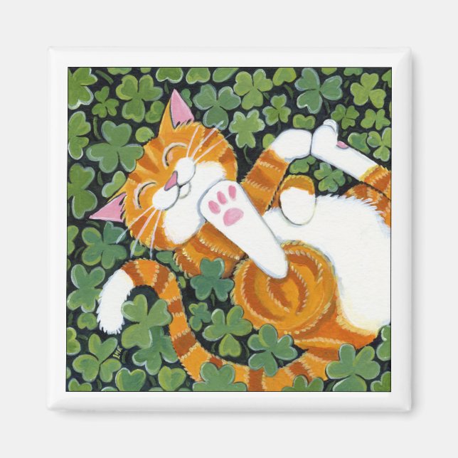 Imán Rolling in Clover - Gato Art Magnet (Frente)