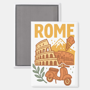 Imán Roma Italia Coliseo Minimalista Dibujado a Mano