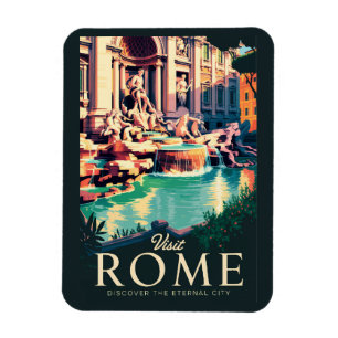 Imán Roma Italia Trevi Ilustracion arte de viajes