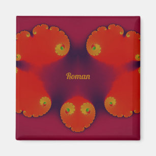 Imán ROMAN ~ Red Scarlet Blue and Yellow Pattern ~