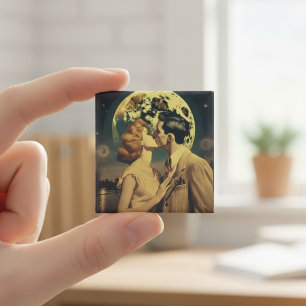 Imán Romance Vintage Personalizado de Luna Llena Amor