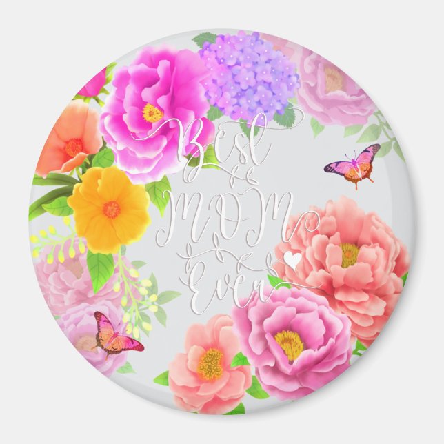 Imán Romaníes Peonies Garden Blue Mejor Mamá (Frente)